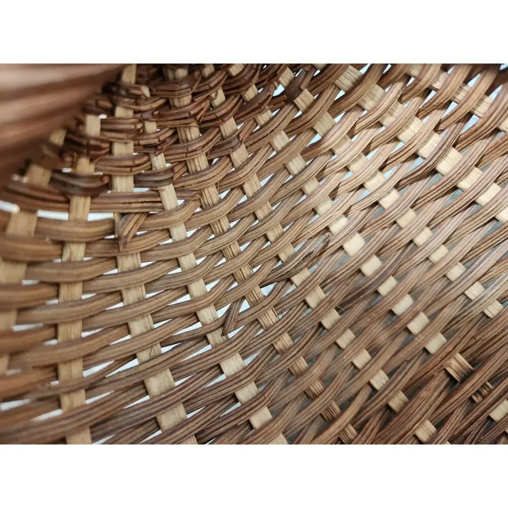 Handwoven Footed Oval Round Basket Natural Wicker Rustic Farmhouse Decor 12 Inch
